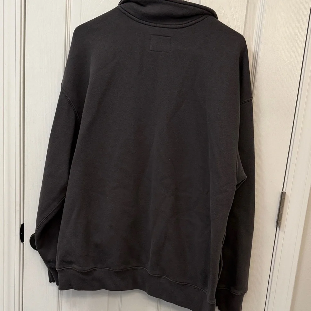 Abercrombie & Fitch Essential Vintage Sunday Dark Gray Half-Zip Sweatshirt - Picture 7 of 7